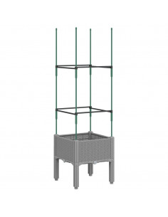 Fioriera da Giardino e Graticcio Grigio Chiaro 40x40x142,5cm PP 2