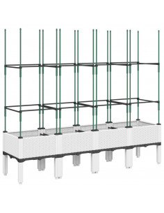 Fioriera da Giardino con Graticcio Bianco 160x40x142,5 cm PP 2