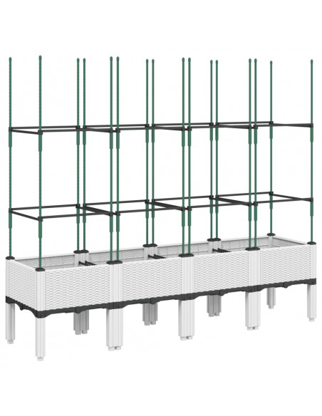 Fioriera da Giardino con Graticcio Bianco 160x40x142,5 cm PP
