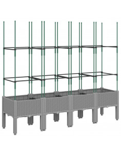 Fioriera Giardino con Traliccio Grigio Chiaro 160x40x142,5cm PP 2