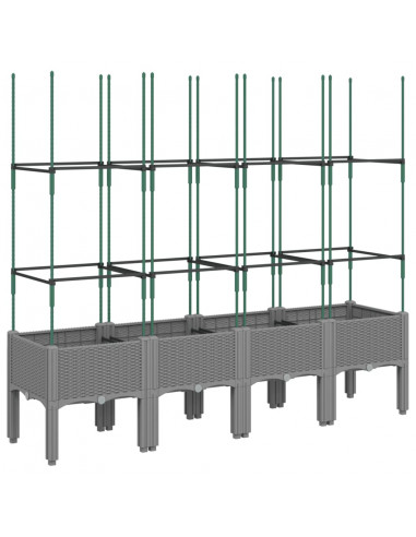 Fioriera Giardino con Traliccio Grigio Chiaro 160x40x142,5cm PP