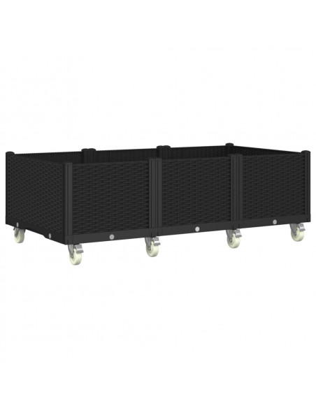 Fioriera da Giardino con Ruote Nera 150x80x54 cm in PP