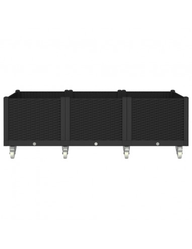 Fioriera da Giardino con Ruote Nera 150x80x54 cm in PP