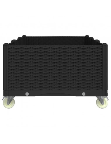 Fioriera da Giardino con Ruote Nera 150x80x54 cm in PP