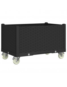 Fioriera da Giardino con Ruote Nera 80x50x54 cm in PP 2