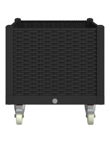 Fioriera da Giardino con Ruote Nera 80x50x54 cm in PP