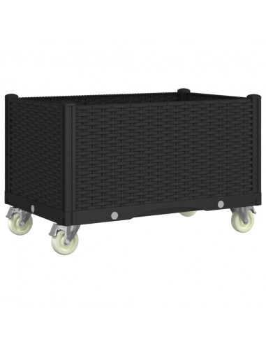 Fioriera da Giardino con Ruote Nera 80x50x54 cm in PP