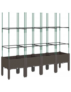 Fioriera da Giardino con Traliccio Marrone 160x40x142,5cm in PP 2