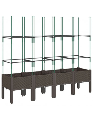 Fioriera da Giardino con Traliccio Marrone 160x40x142,5cm in PP