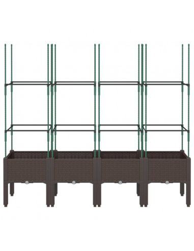 Fioriera da Giardino con Traliccio Marrone 160x40x142,5cm in PP
