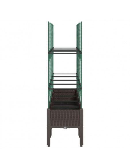 Fioriera da Giardino con Traliccio Marrone 160x40x142,5cm in PP