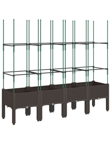 Fioriera da Giardino con Traliccio Marrone 160x40x142,5cm in PP