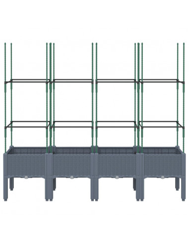 Fioriera da Giardino con Traliccio Grigia 160x40x142,5 cm in PP