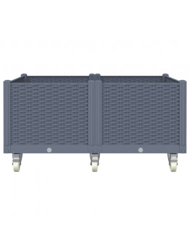 Fioriera da Giardino con Ruote Grigio Blu 100x80x54 cm in PP