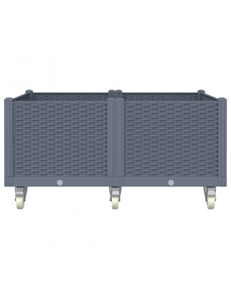 Fioriera da Giardino con Ruote Grigio Blu 100x80x54 cm in PP