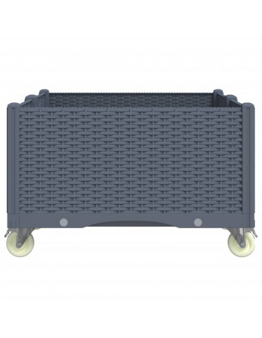 Fioriera da Giardino con Ruote Grigio Blu 100x80x54 cm in PP