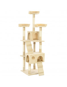 Albero per Gatti con Tiragraffi in Sisal 170 cm Beige 2