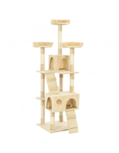Albero per Gatti con Tiragraffi in Sisal 170 cm Beige