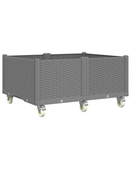 Fioriera da Giardino con Ruote Grigio Chiaro 100x80x54 cm in PP