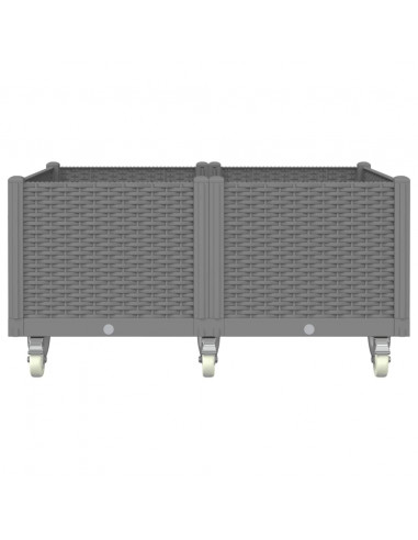 Fioriera da Giardino con Ruote Grigio Chiaro 100x80x54 cm in PP