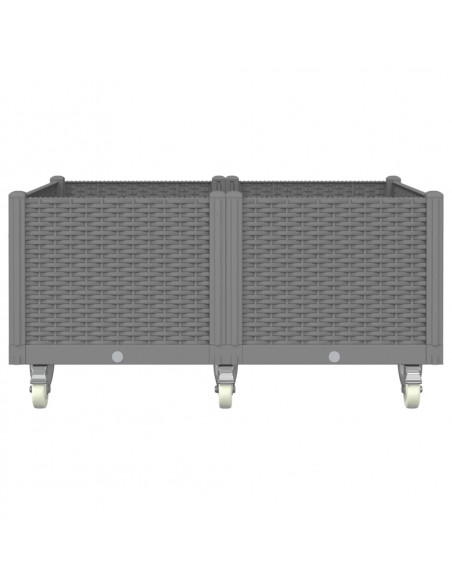 Fioriera da Giardino con Ruote Grigio Chiaro 100x80x54 cm in PP