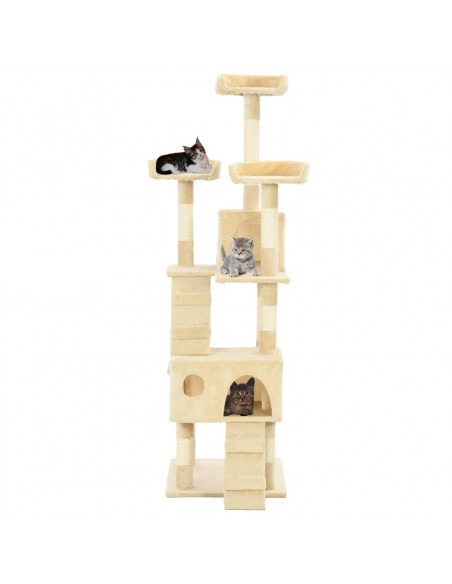 Albero per Gatti con Tiragraffi in Sisal 170 cm Beige