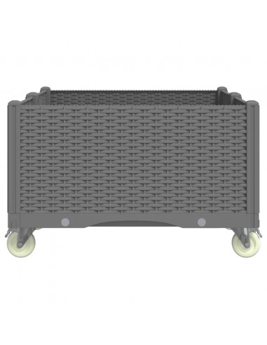 Fioriera da Giardino con Ruote Grigio Chiaro 100x80x54 cm in PP