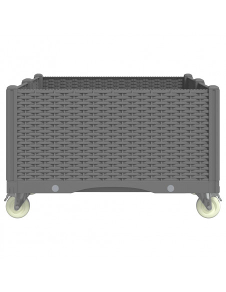 Fioriera da Giardino con Ruote Grigio Chiaro 100x80x54 cm in PP