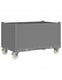 Fioriera da Giardino con Ruote Grigio Chiaro 80x50x54 cm in PP 2