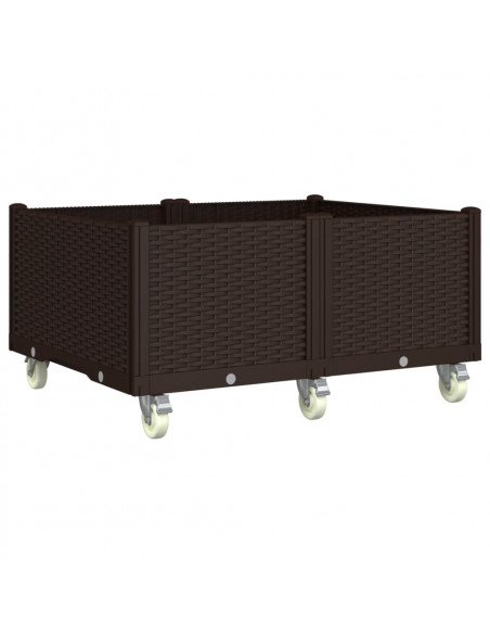 Fioriera da Giardino con Ruote Marrone 100x80x54 cm in PP