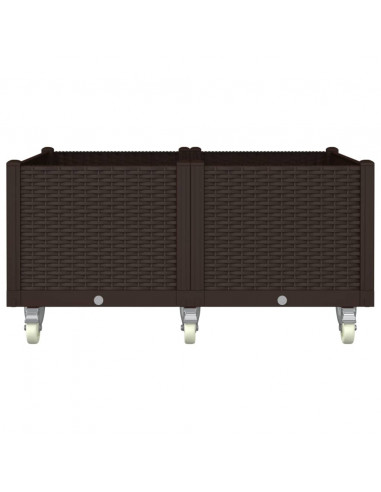Fioriera da Giardino con Ruote Marrone 100x80x54 cm in PP