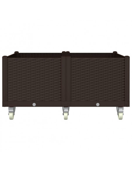 Fioriera da Giardino con Ruote Marrone 100x80x54 cm in PP