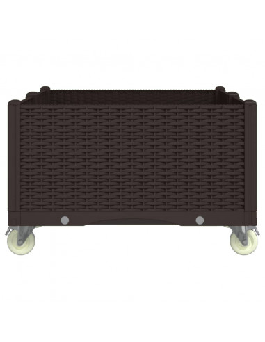 Fioriera da Giardino con Ruote Marrone 100x80x54 cm in PP