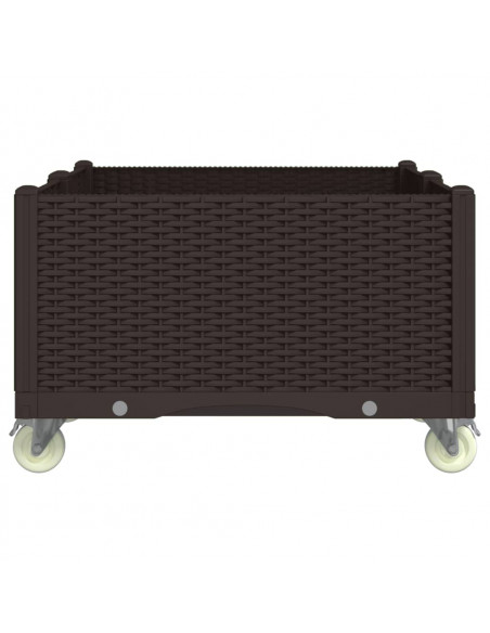 Fioriera da Giardino con Ruote Marrone 100x80x54 cm in PP