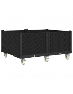 Fioriera da Giardino con Ruote Nera 100x80x54 cm in PP 2