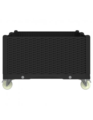 Fioriera da Giardino con Ruote Nera 100x80x54 cm in PP