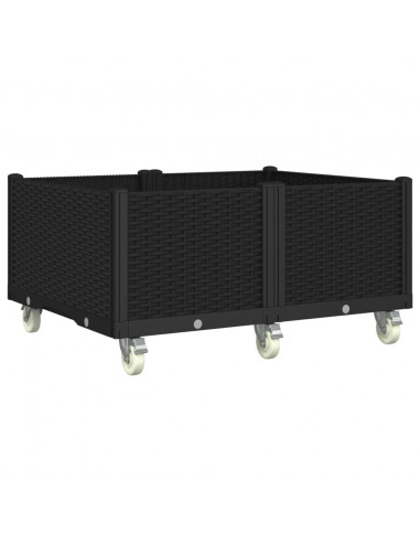 Fioriera da Giardino con Ruote Nera 100x80x54 cm in PP