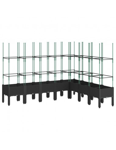 Fioriera da Giardino con Traliccio Nera 200x160x142,5 cm in PP