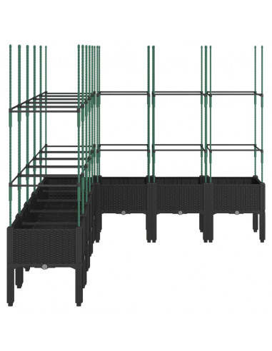 Fioriera da Giardino con Traliccio Nera 200x160x142,5 cm in PP