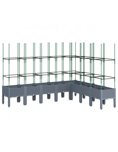 Fioriera da Giardino con Traliccio Grigia 200x160x142,5cm in PP