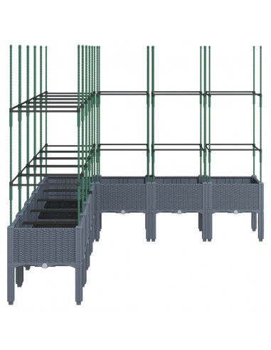 Fioriera da Giardino con Traliccio Grigia 200x160x142,5cm in PP