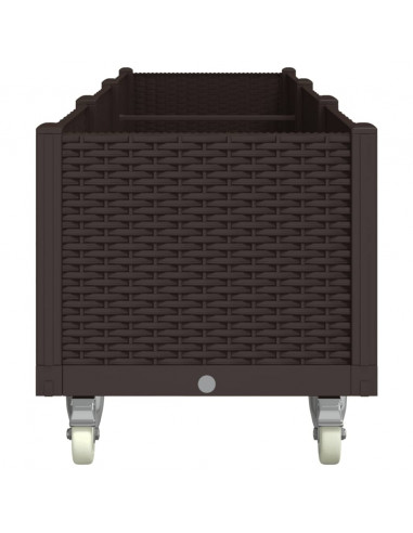 Fioriera da Giardino con Ruote Marrone 240x50x54 cm in PP
