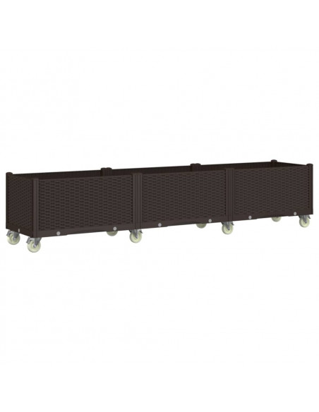 Fioriera da Giardino con Ruote Marrone 240x50x54 cm in PP