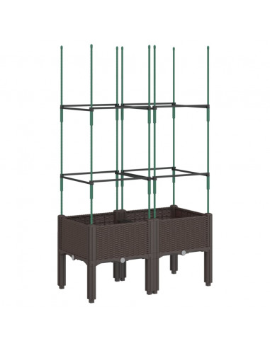 Fioriera da Giardino con Traliccio Marrone 80x40x142,5 cm in PP