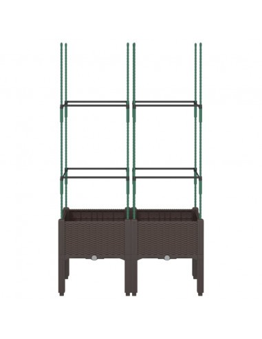Fioriera da Giardino con Traliccio Marrone 80x40x142,5 cm in PP