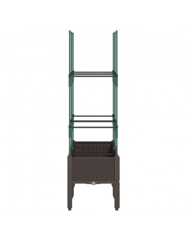 Fioriera da Giardino con Traliccio Marrone 80x40x142,5 cm in PP