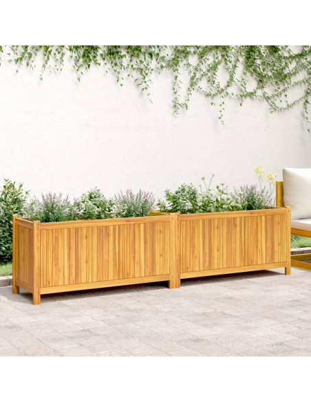 Fioriera Giardino con Rivestimento 199x38,5x50 Massello Acacia