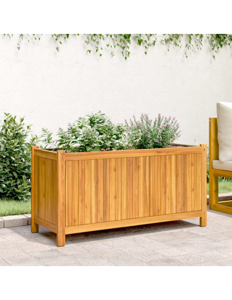 Fioriera Giardino con Rivestimento 99,5x38x50cm Massello Acacia