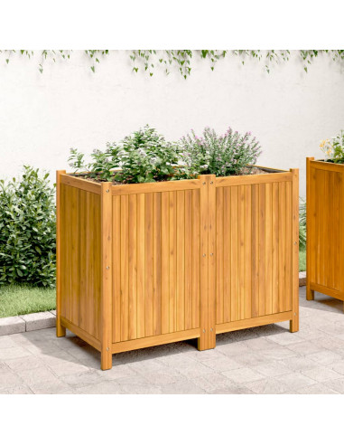 Fioriera Giardino con Rivestimento 100x50x75 cm Massello Acacia