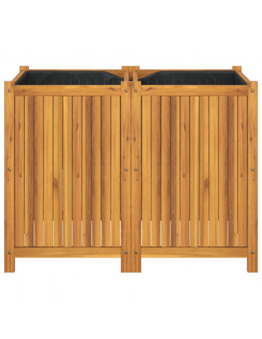 Fioriera Giardino con Rivestimento 100x50x75 cm Massello Acacia